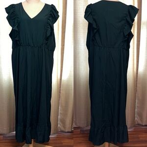 Green Sleeveless Maxi Sundress with V-Neck Womens Plus Size 3XL